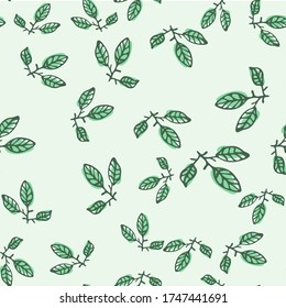 Seamless endless botanical texture pattern leaves for fabric textile or wallpaper