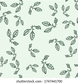 Seamless endless botanical texture pattern leaves for fabric textile or wallpaper
