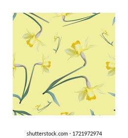 
seamless endless daffodils on a yellow background
