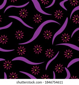 Seamless , endless floral pattern on black background.