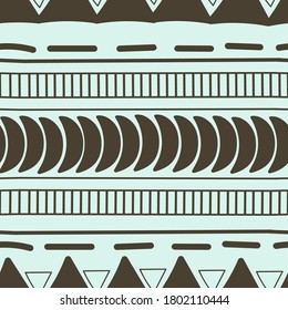 Seamless endless geometric ethno pattern hand drawn doodle. Graphic stock vector illustration for fabric, wallpaper, print, wrapping paper.