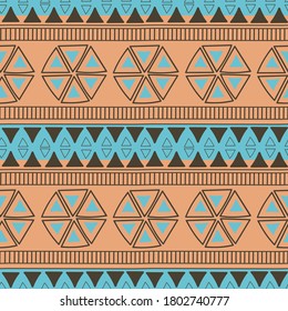Seamless endless geometric ethno pattern hand drawn doodle. Graphic stock vector illustration for fabric, wallpaper, print, wrapping paper.