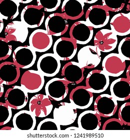 Seamless Endless Hand Drawn Abstract Geometric Shapes Circles Flowers Vector Pattern Isolated Background