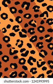 Seamless Endless Hand Drawn Abstract Geometric Shapes Leopard Skin Diagonal Vector Pattern Isolated Background
