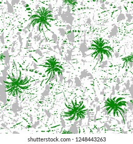 Seamless Endless Hand Drawn Abstract Tropical Vector Pattern Isolated Brush Strokes Ink Stains Background