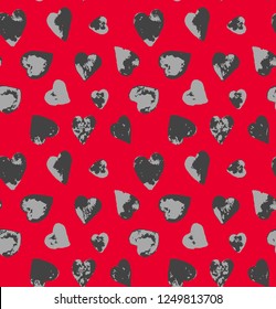 Seamless Endless Hand Drawn Abstract Hearts Vector Pattern Isolated Background 