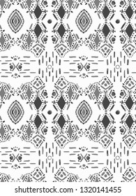Seamless Endless Hand Drawn Abstract Ethnic Geometric Tribal Shapes Vector Pattern Isolated Background