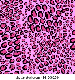 Seamless Endless Hand Drawn Leopard Animal Skin Vector Pattern Isolated Background