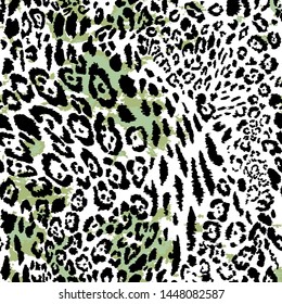 Seamless Endless Hand Drawn Leopard Animal Skin Vector Pattern Isolated Background
