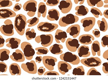 Seamless Endless Hand Drawn Vector Animal Skin Leopard Pattern Isolated Background 