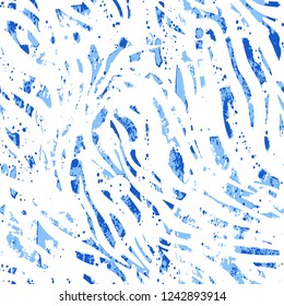 Seamless Endless Hand Drawn Zebra Animal Skin Vector Pattern Isolated Background