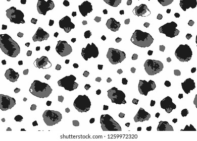 Seamless Endless Hand Painting Vector Abstract Dalmatian Geometric Shapes Dots Pattern Isolated Background