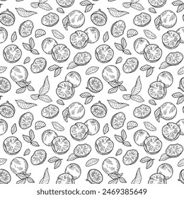 Seamless endless pattern of boel fruits. Illustration in hand drawn style. Can be used to create packaging, covers, backgrounds, cards, textiles, clothing, souvenirs and much more.