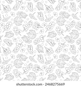 Seamless endless pattern of bunches of grapes. Illustration in hand drawn style. Can be used to create packaging, covers, backgrounds, cards, textiles, clothing, souvenirs and much more.
