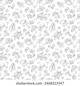 Seamless endless pattern of cannon fruits. Illustration in hand drawn style. Can be used to create packaging, covers, backgrounds, cards, textiles, clothing, souvenirs and much more.