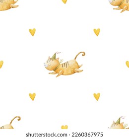 seamless, endless pattern with circus. Funny characters, trained animals on transport, jumping show, perfomance. Children's illustration, textile design, print on white background
