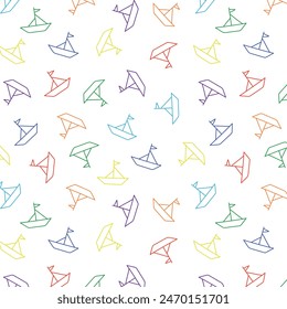 Seamless endless pattern of colorful boats. Illustration in hand drawn style. Can be used to create packaging, covers, backgrounds, cards, textiles, clothing, souvenirs and much more.