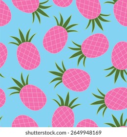 Seamless endless pattern with cute cartoon pink pineapples, apparel design, pattern for fabric, for textile, for prints, for wrapping paper