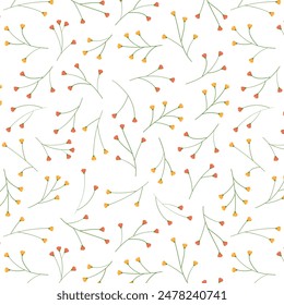Seamless endless pattern of flowers. Illustration in hand drawn style. Can be used to create packaging, covers, backgrounds, cards, textiles, clothing, souvenirs and much more.
