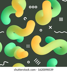 Seamless, endless pattern with Fluid colorful elements Modern holographic neon bright pattern on dark background, vector eps 10 format