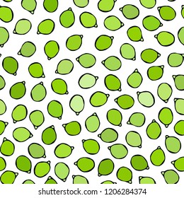 Seamless Endless Pattern of Green Peeled Pea Pod. Healthy Bio Vegetarian Food. Realistic Hand Drawn High Quality Vector Illustration. Doodle Style.