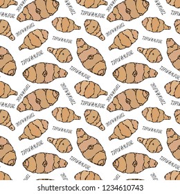 Seamless Endless Pattern of Jerusalem Artichoke or Topinambur. Vegetable Collection. EPS10 Vector. Hand Drawn Doodle Style Realistic Illustration.