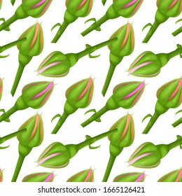 Seamless, endless pattern with roses on white background. Suitable for packaging, fabric or napkins and menus decoration. Vector eps 10 illustration