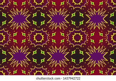 Seamless endless repeating bright ornament of multi-colored geometric shapes