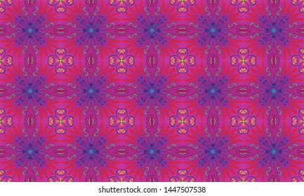 Seamless endless repeating bright ornament of multi-colored geometric shapes