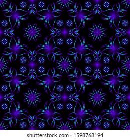 Seamless endless repeating dark ornament of blue shades