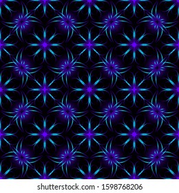 Seamless endless repeating dark ornament of blue shades