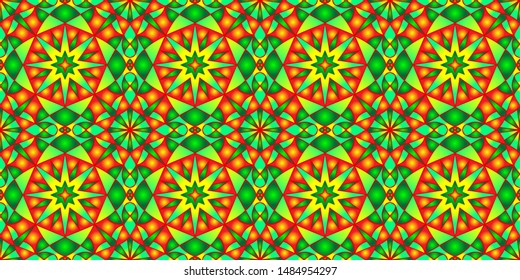 Seamless endless repeating multicolored bright ornament of different colors