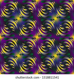 Seamless endless repeating multicolored bright ornament of different colors on combined background