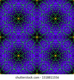 Seamless endless repeating multicolored bright ornament of different colors on combined background
