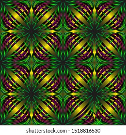 Seamless endless repeating multicolored bright ornament of different colors on combined background