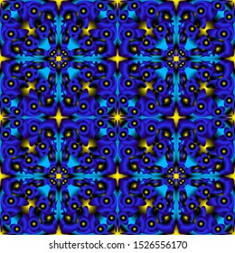 Seamless endless repeating multicolored bright ornament of different colors on combined background