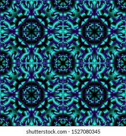 Seamless endless repeating multicolored bright ornament of different colors on combined background