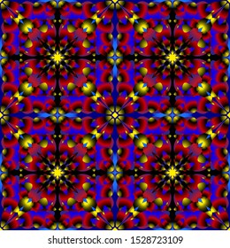 Seamless endless repeating multicolored bright ornament of different colors