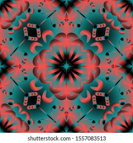Seamless endless repeating multicolored bright ornament of different colors