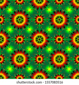 Seamless endless repeating multicolored bright ornament of different colors