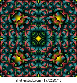 Seamless endless repeating multicolored bright ornament of different colors
