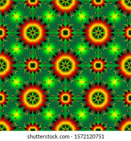 Seamless endless repeating multicolored bright ornament of different colors