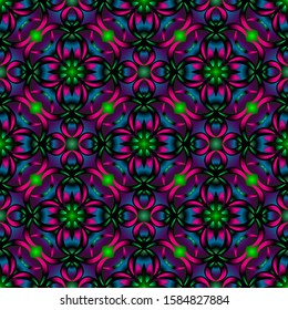 Seamless endless repeating multicolored bright ornament of different colors