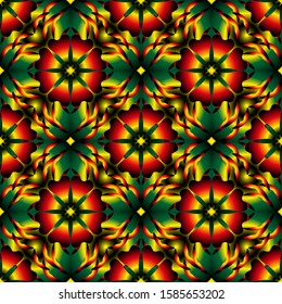 Seamless endless repeating multicolored bright ornament of different colors