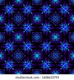 Seamless endless repeating ornament of blue shades	