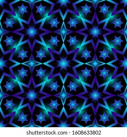 Seamless endless repeating ornament of blue shades	