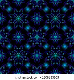 Seamless endless repeating ornament of blue shades	