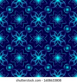 Seamless endless repeating ornament of blue shades	