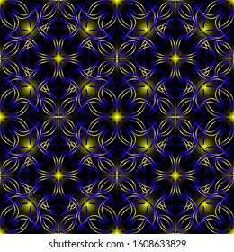 Seamless endless repeating ornament of blue shades	