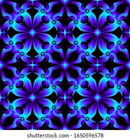 Seamless endless repeating ornament of blue shades	